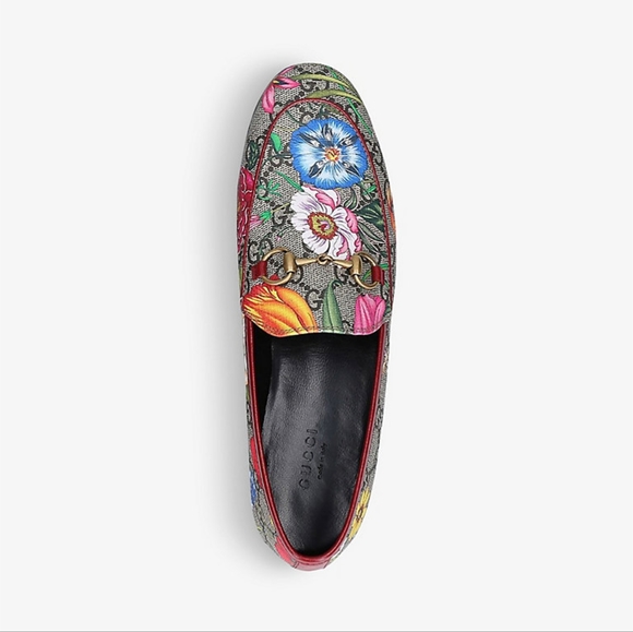 GUCCI Jordaan Multicolor Supreme GG canvass floral print  malaga kid Loafers - Picture 5 of 16